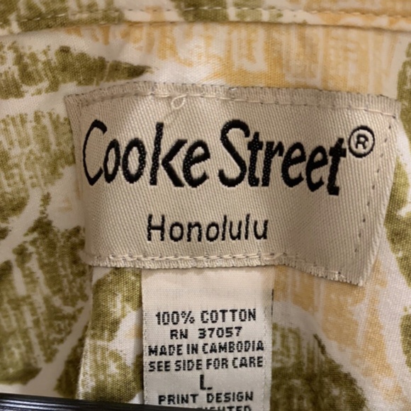 Cooke Street Honolulu Hawaiian Shirt Leaf Pattern Men's Shirt Size L - Picture 4 of 7